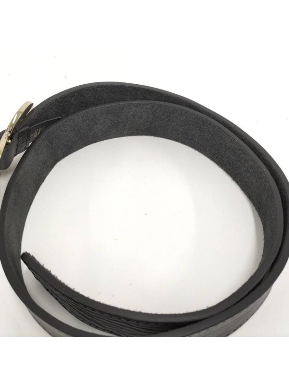 Gucci Holeless Belt Heart Buckle Leather Black - Picture 7 of 10